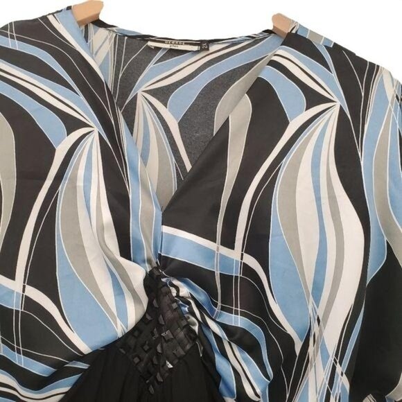 George | Short  Sleeve Blouse w/ tie & jewel - Picture 3 of 7